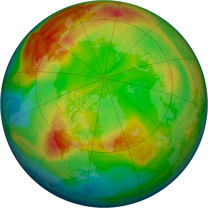 Arctic ozone map for 19 January 1980